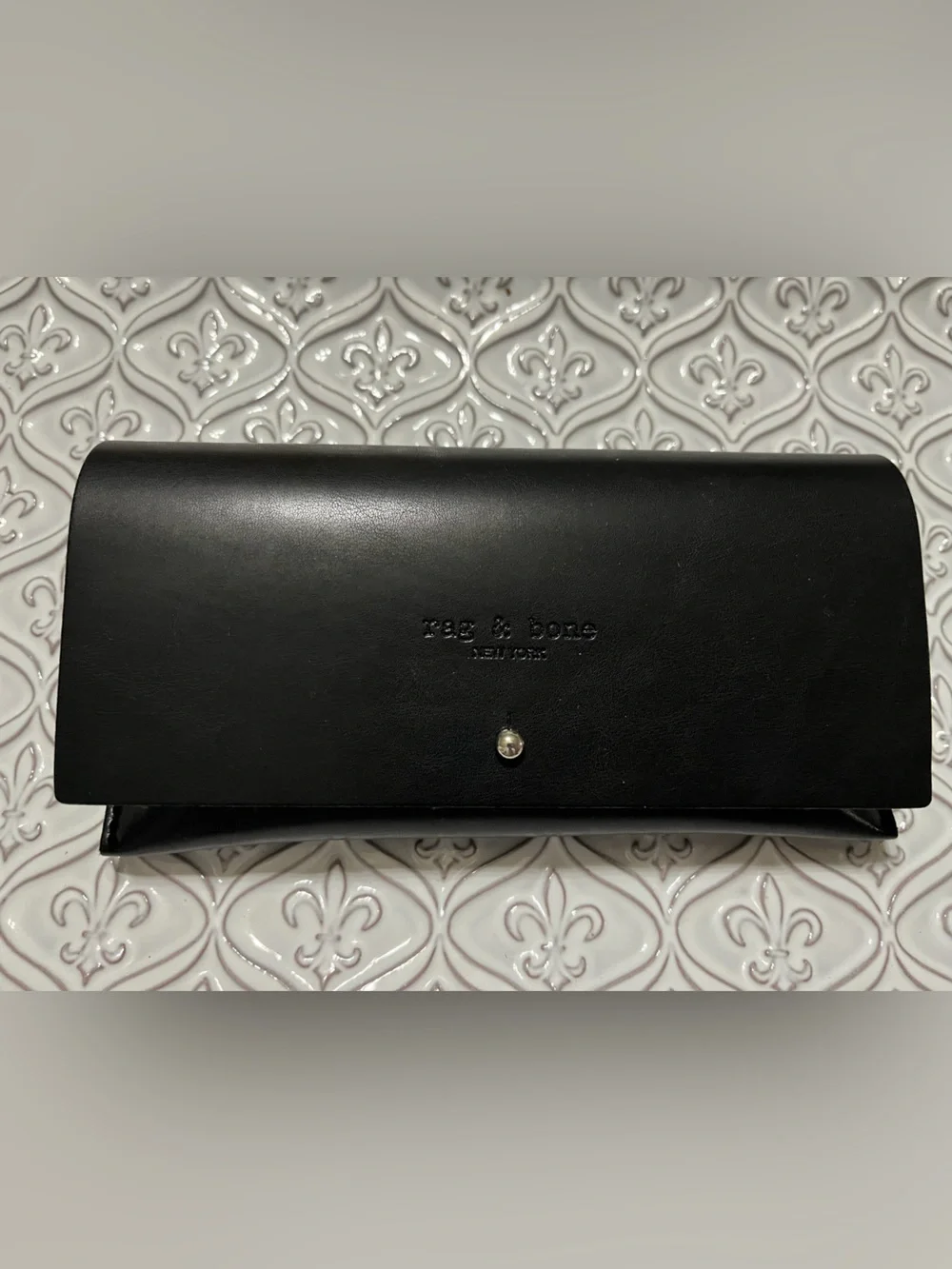 rag & bone Black Leather Long Eyewear Case (Glasses not included)